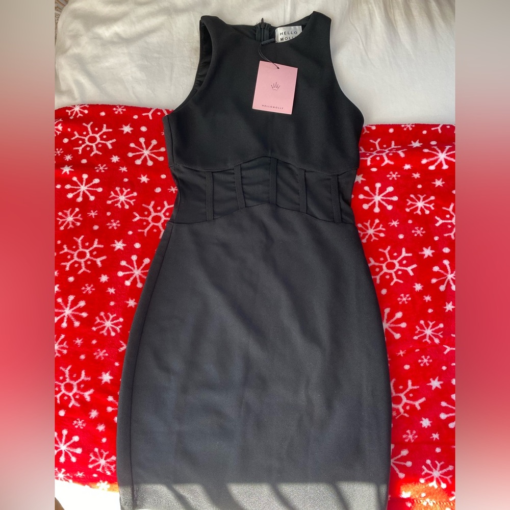 Hello Molly Black Mesh Corset Mini Dress - Picture 3 of 7
